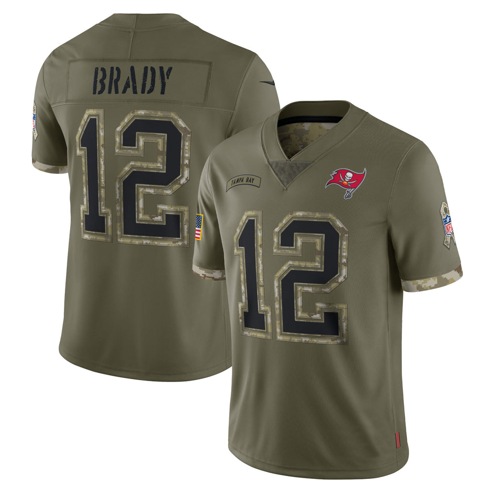 Yuxns TB.Buccaneers #12 Tom Brady Player Olive Salute To Service Limited Stitched Jerseys