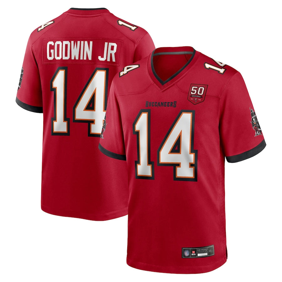 Yuxns TB.Buccaneers #14 Chris Godwin Jr. Player Red 50th Anniversary Game Stitched Jerseys