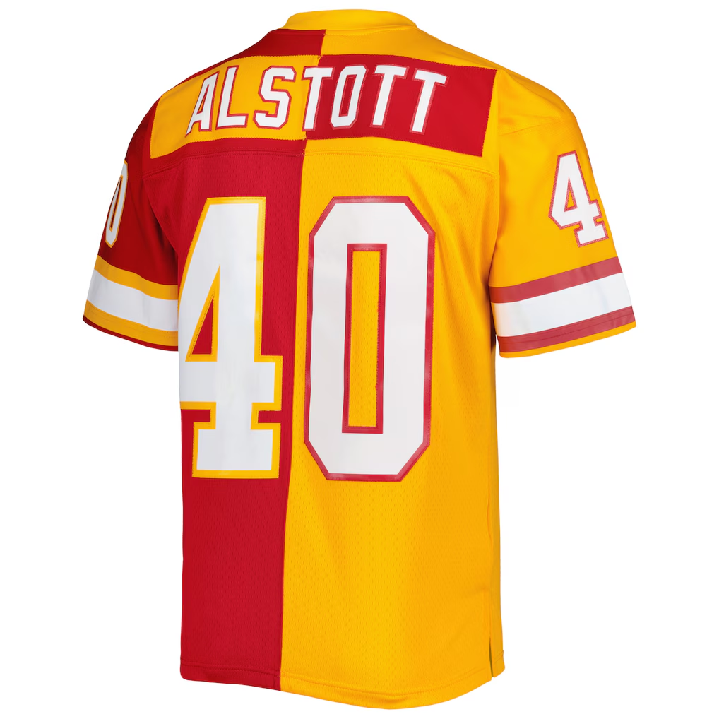 Yuxns TB.Buccaneers #40 Mike Alstott Mitchell & Ness OrangeRed 1996 Split Legacy Replica Puhic Stitched Jerseys