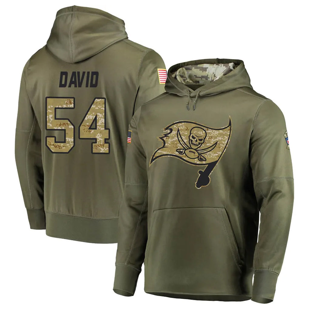 Yuxns TB.Buccaneers #54 Lavonte David Player Olive Salute to Service Hoodies Football Jerseys