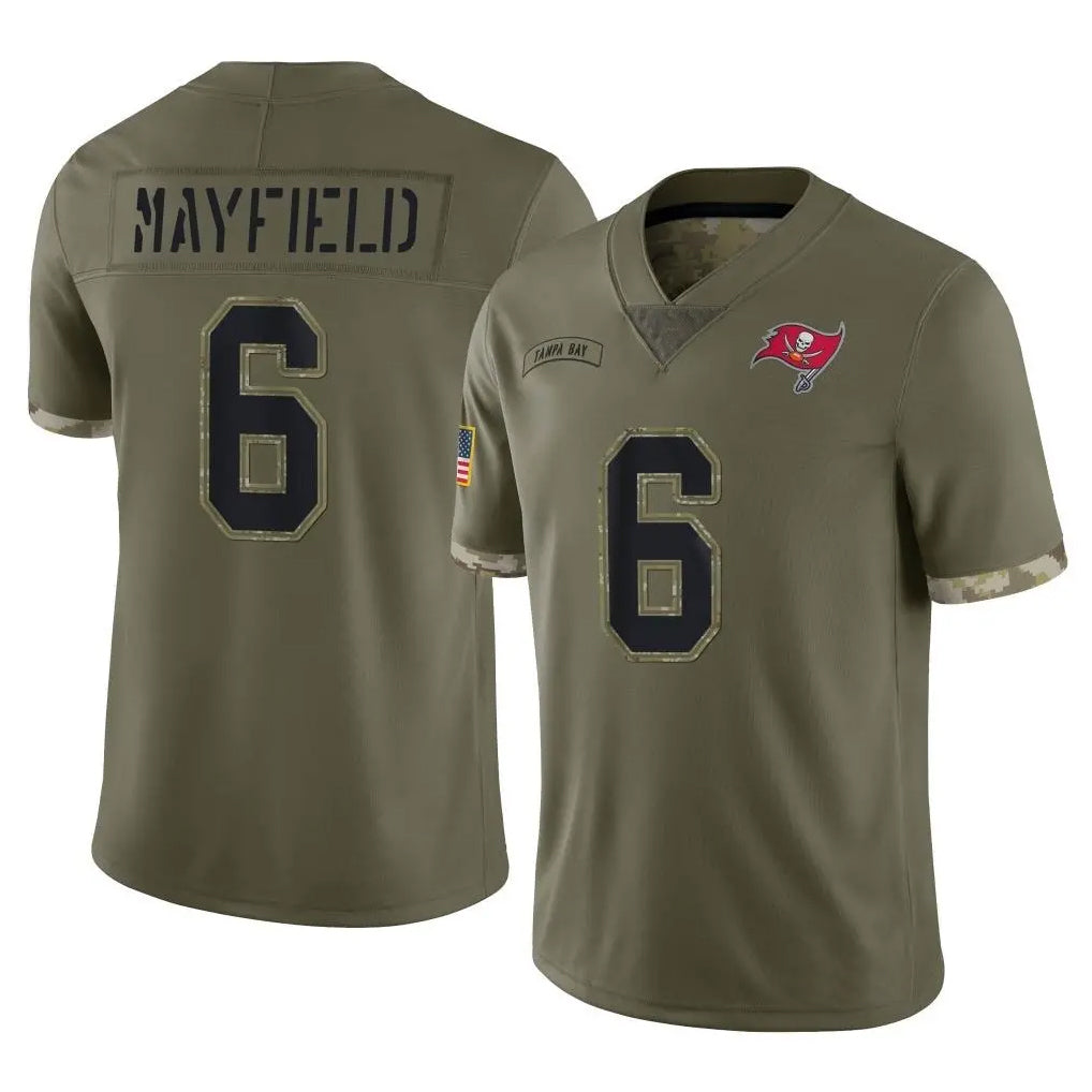Yuxns TB.Buccaneers #6 Baker Mayfield Player Olive Salute To Service Football Jerseys