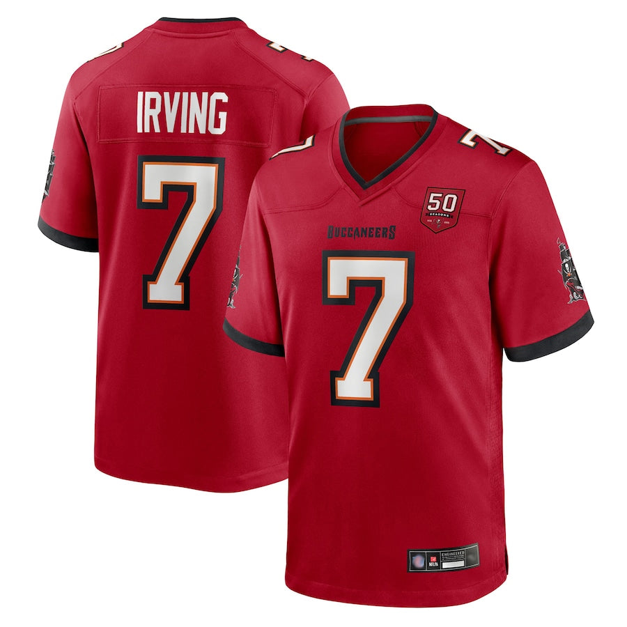 Yuxns TB.Buccaneers #7 Bucky Irving Player Red 50th Anniversary Game Stitched Jerseys
