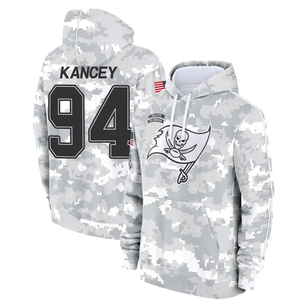 Yuxns TB.Buccaneers #94 Calijah Kancey Player Arctic Camo Limited Salute to Service Pullover Hoodies Game Stitched Jerseys