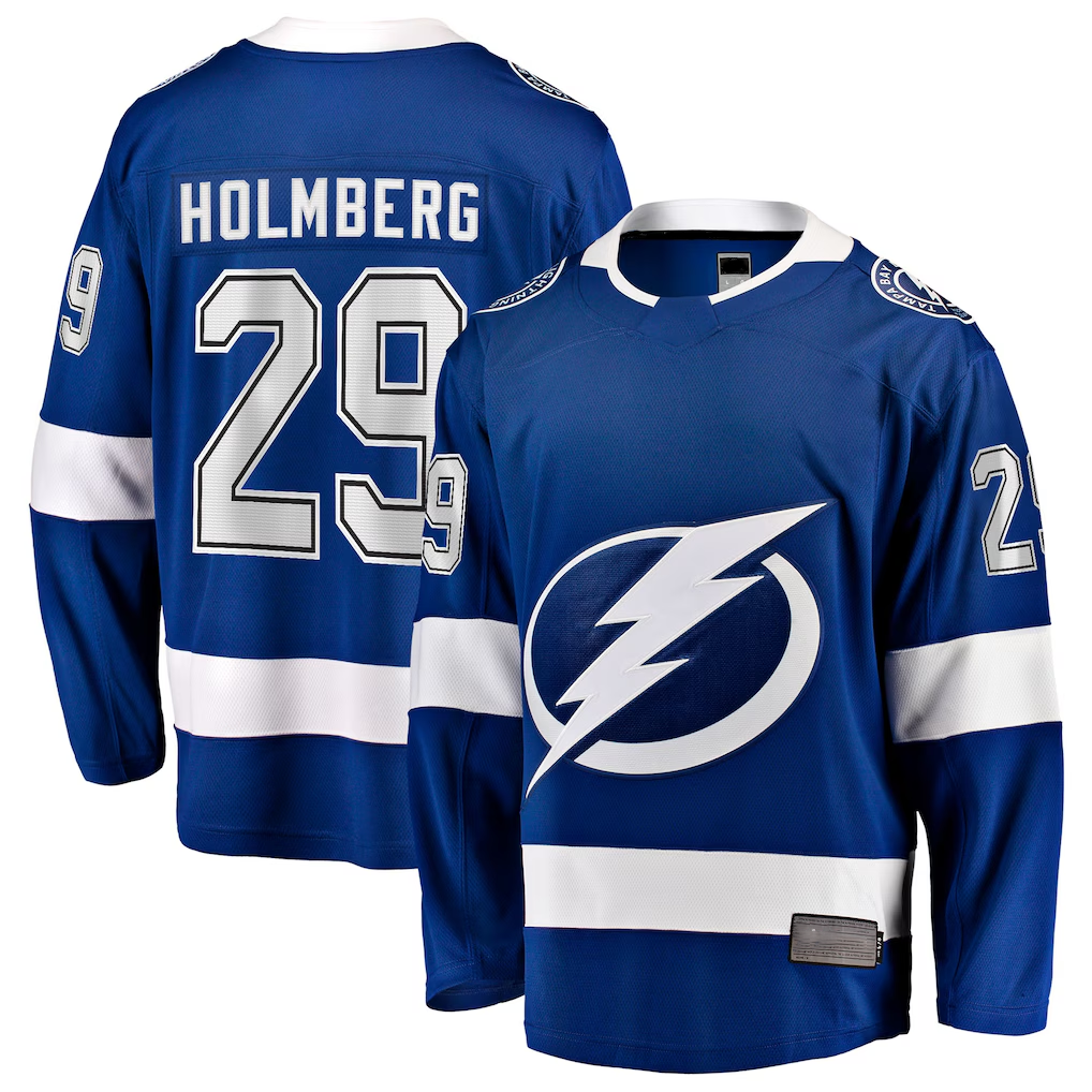 Yuxns TB.Lightning #29 Pontus Holmberg Blue Home Breakaway Player Jerseys