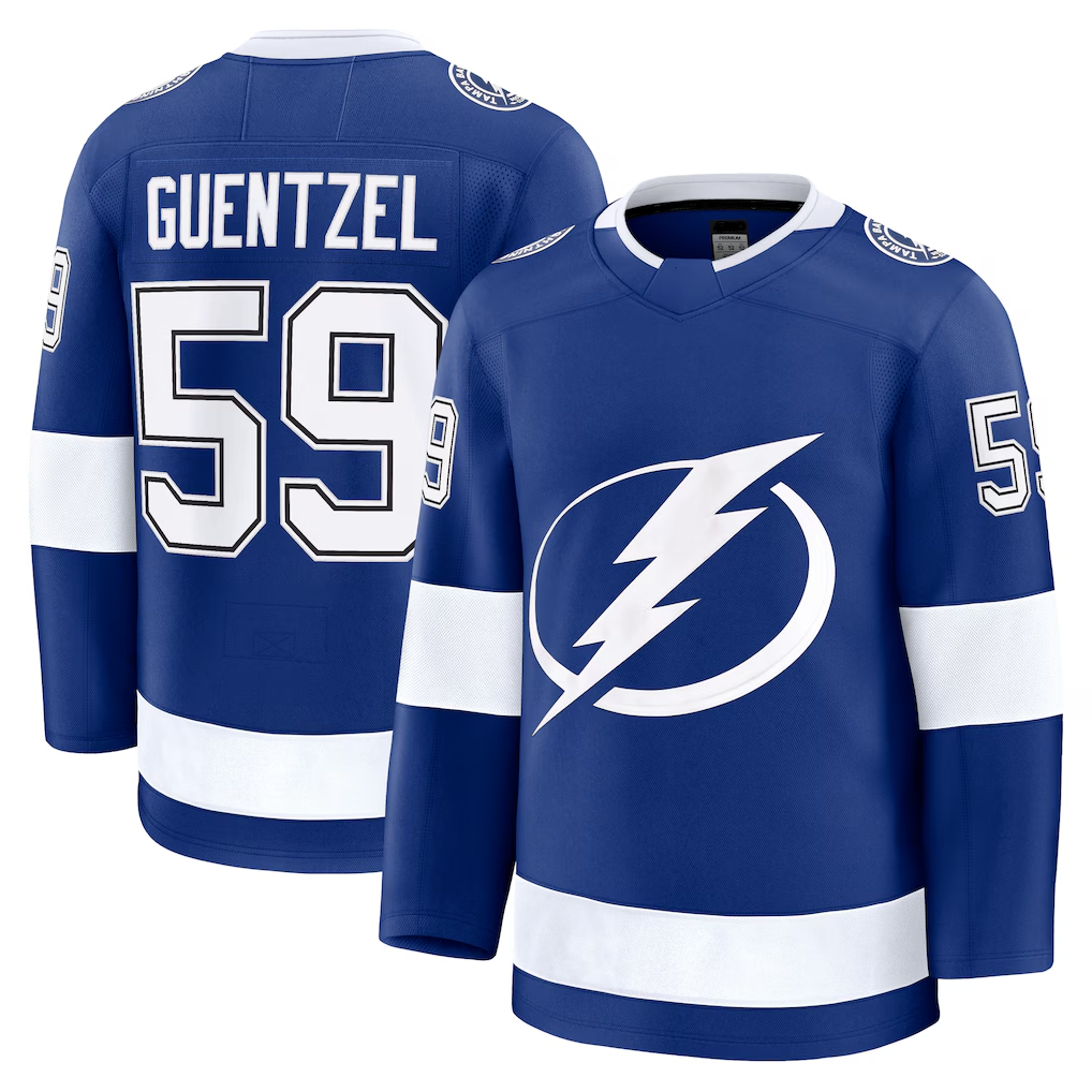 Yuxns TB.Lightning #59 Jake Guentzel Blue Home Premium Jerseys