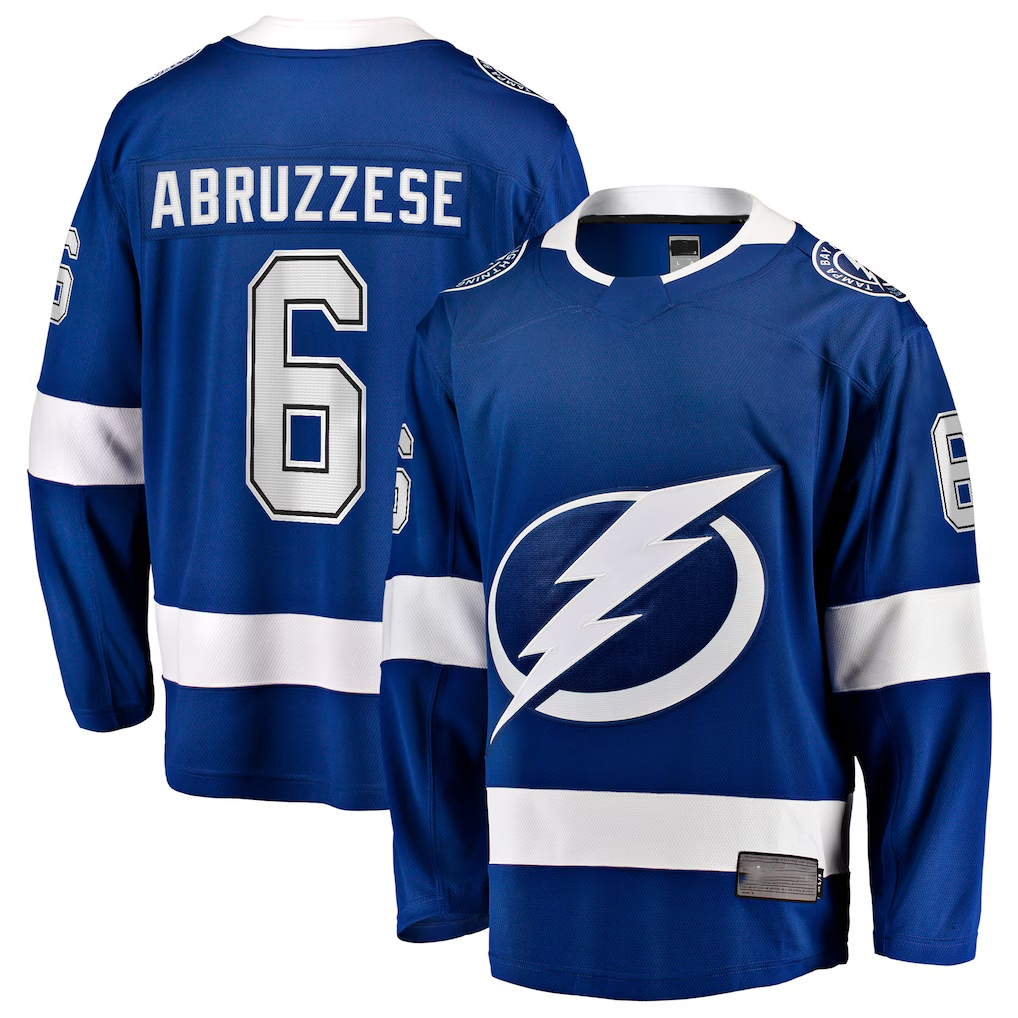 Yuxns TB.Lightning #6 Nick Abruzzese Blue Home Breakaway Jerseys