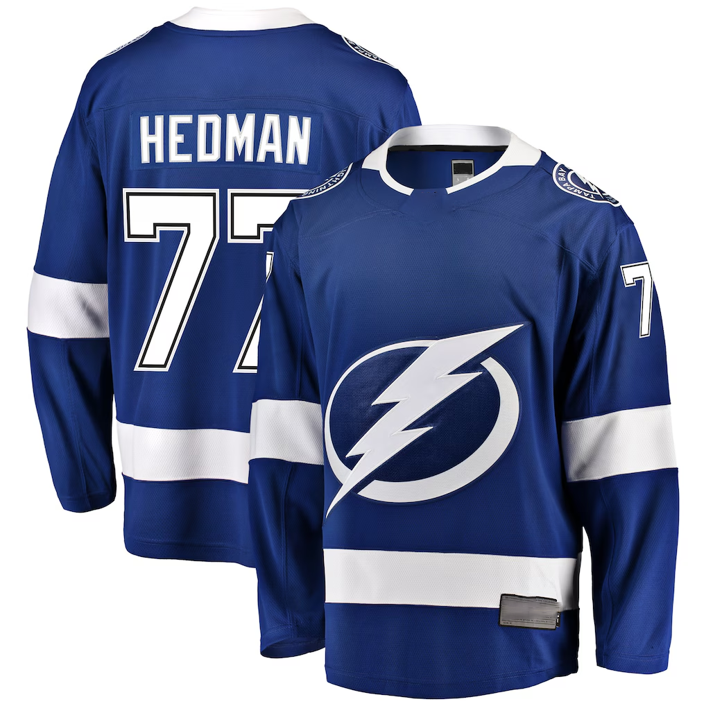 Yuxns TB.Lightning #77 Victor Hedman Blue Home Breakaway Jerseys