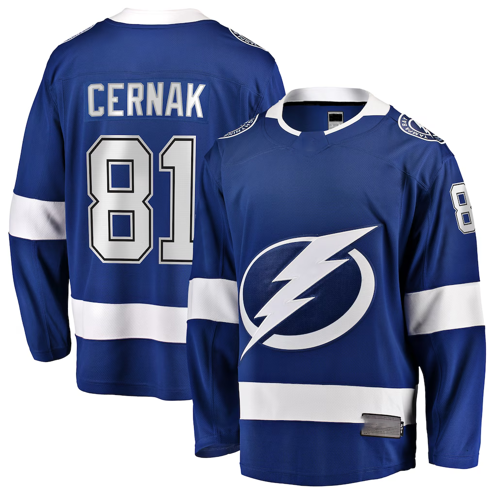 Yuxns TB.Lightning #81 Erik Cernak Blue Home Breakaway Player Jerseys