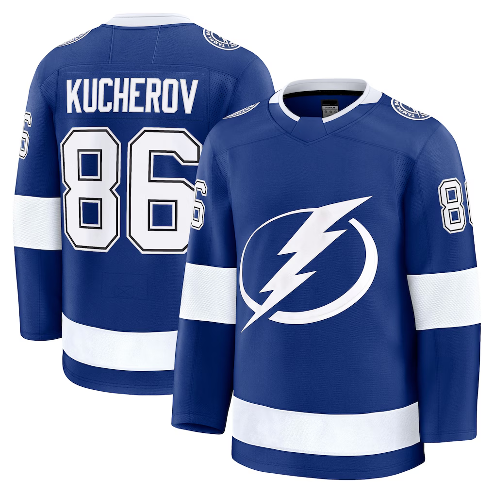 Yuxns TB.Lightning #86 Nikita Kucherov Blue Home Premium Jerseys
