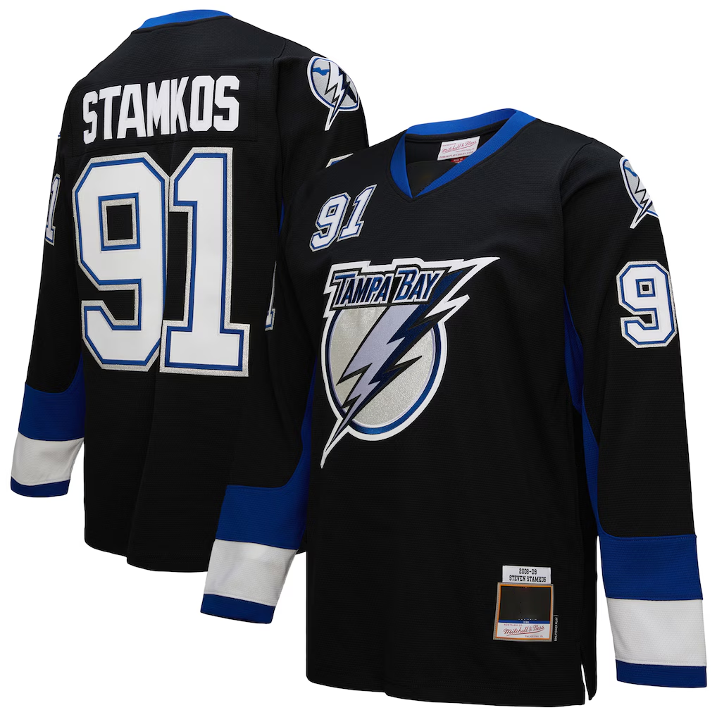 Yuxns TB.Lightning #91 Steven Stamkos Mitchell & Ness Black 2008?09 Power Play Jerseys