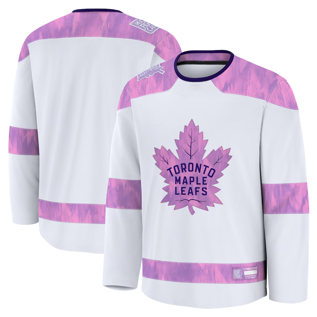 Yuxns TM.Leafs White 2024 Hockey Fights Cancer Practice Jerseys
