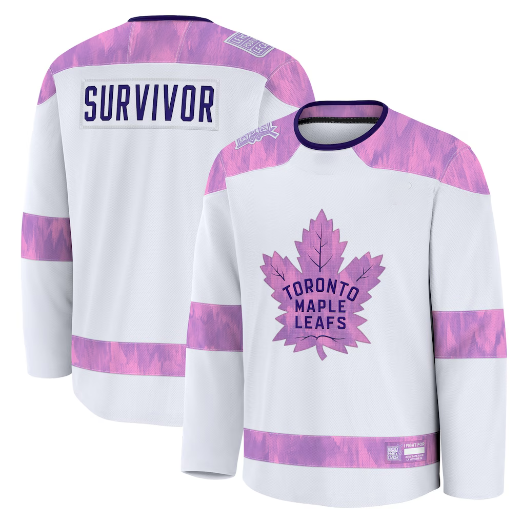 Yuxns TM.Leafs White Hockey Fights Cancer Survivor Practice Jerseys