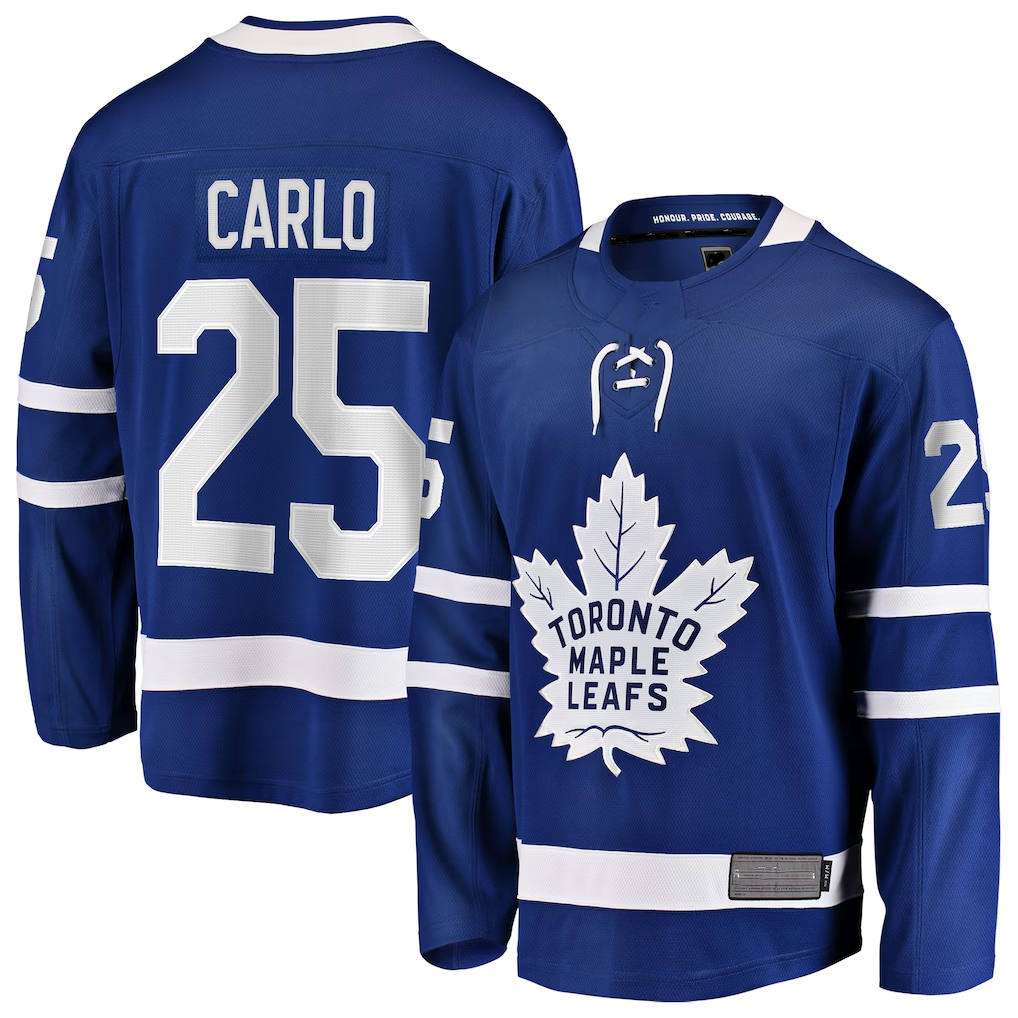 Yuxns TM.Leafs #25 Brandon Carlo Blue Home Breakaway Jerseys
