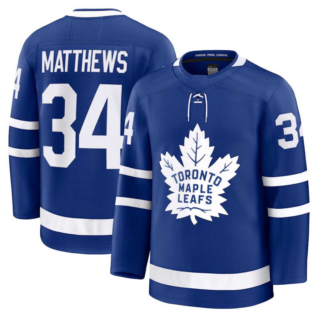 Yuxns TM.Leafs #34 Auston Matthews Blue Home Premium Jerseys