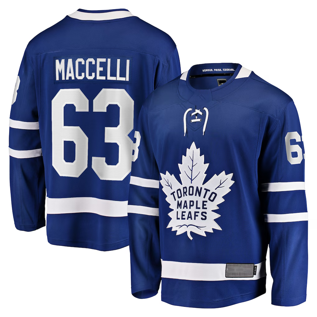 Yuxns TM.Leafs #63 Matias Maccelli Blue Home Breakaway Jerseys