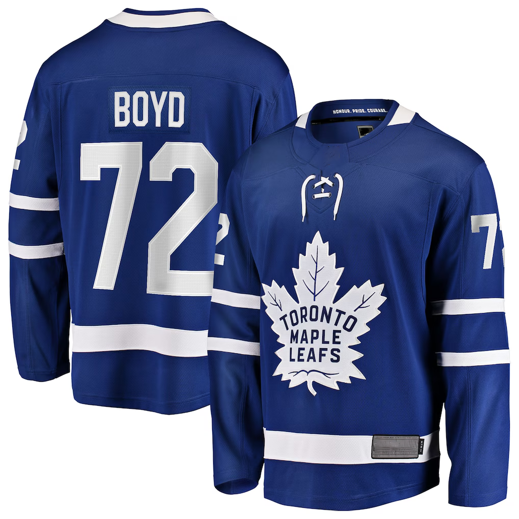 Yuxns TM.Leafs #72 Travis Boyd Blue Home Breakaway Jerseys