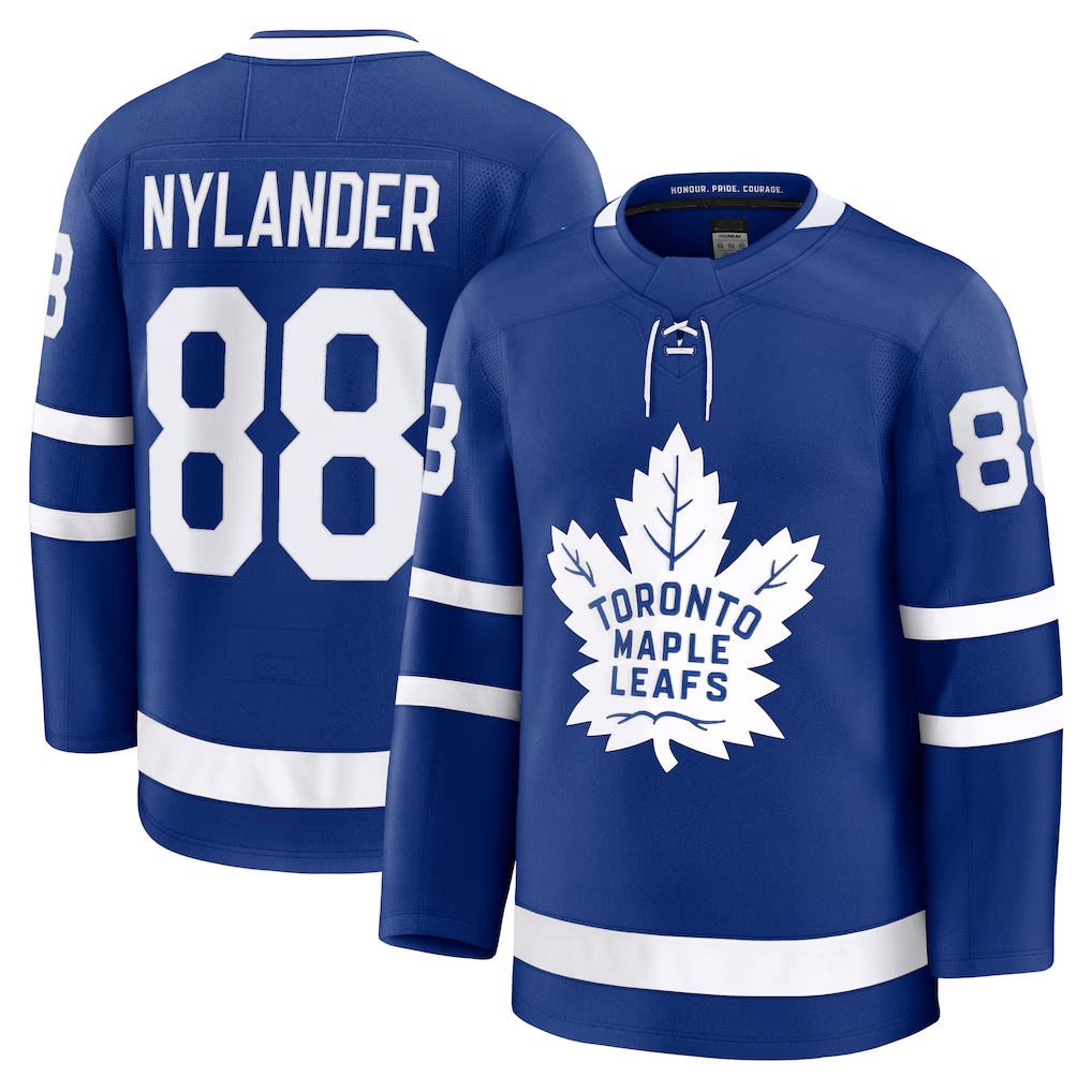 Yuxns TM.Leafs #88 William Nylander Blue Home Premium Jerseys