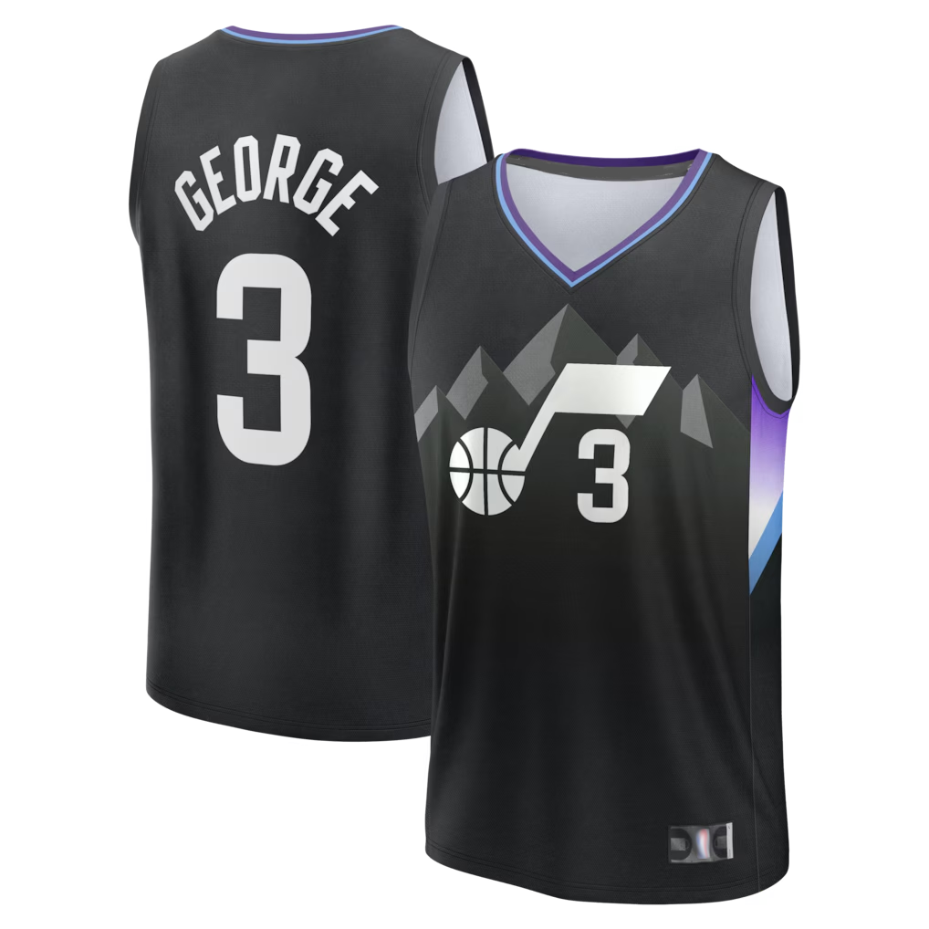 Yuxns U.Jazz #3 Keyonte George Black Fast Break Replica Stitched Jerseys - Statement Edition
