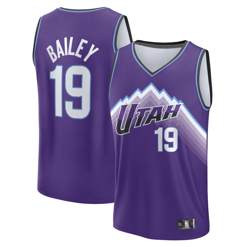 Yuxns U.Jazz #19 Ace Bailey Purple Fast Break Replica Stitched Jerseys- Icon Edition