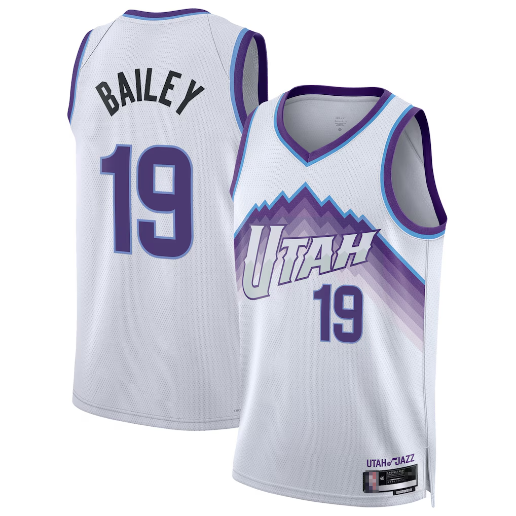Yuxns U.Jazz #19 Ace Bailey White Swingman Stitched Jerseys- Association Edition