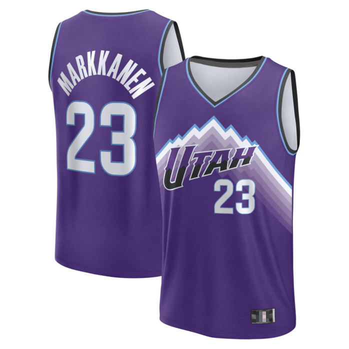 Yuxns U.Jazz #23 Lauri Markkanen Purple Fast Break Replica Stitched Jerseys - Icon Edition