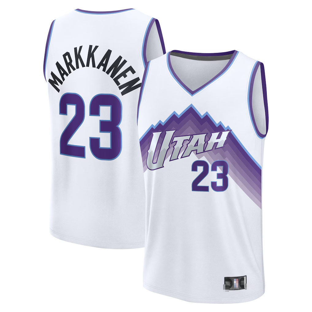 Yuxns U.Jazz #23 Lauri Markkanen White Fast Break Replica Player Stitched Jerseys - Association Edition