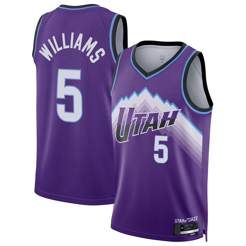 Yuxns U.Jazz #5 Cody Williams Purple Swingman Stitched Jerseys - Icon Edition