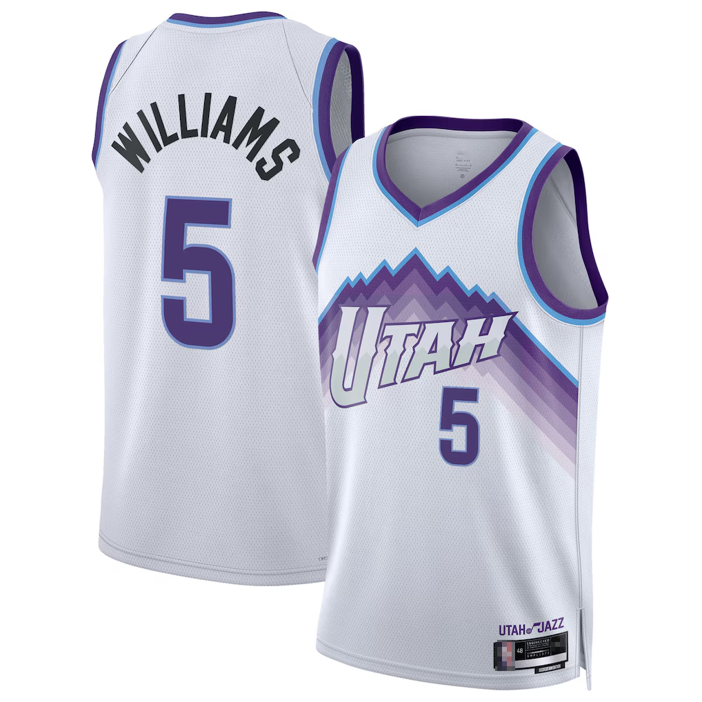 Yuxns U.Jazz #5 Cody Williams White Swingman Stitched Jerseys - Association Edition