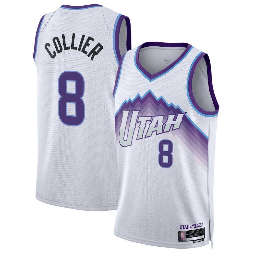 Yuxns U.Jazz #8 Isaiah Collier White Swingman Stitched Jerseys - Association Edition