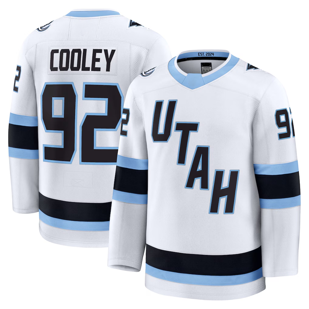Yuxns U.Mammoth #92 Logan Cooley White Away Premium Player Jerseys