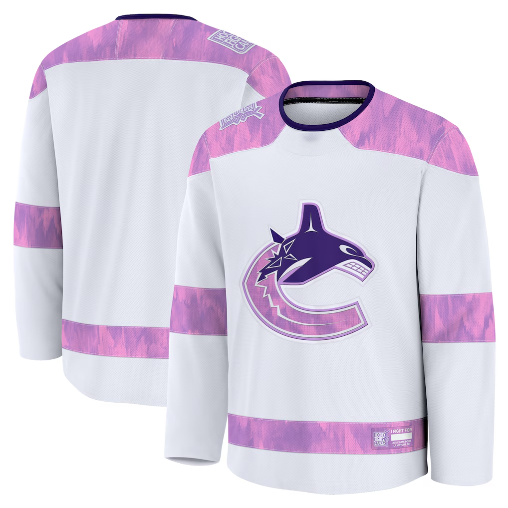 Yuxns V.Canucks White 2024 Hockey Fights Cancer Practice Jerseys