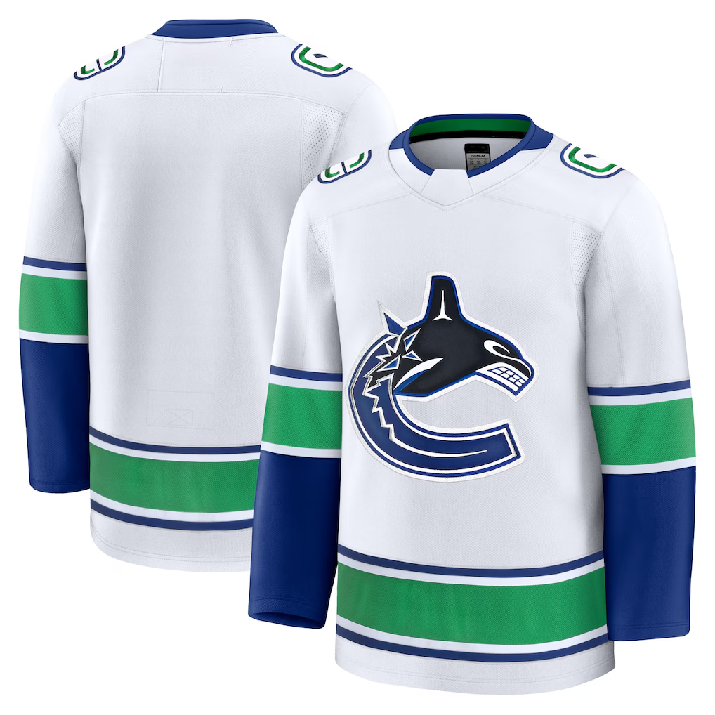 Yuxns V.Canucks White Away Premium Jerseys