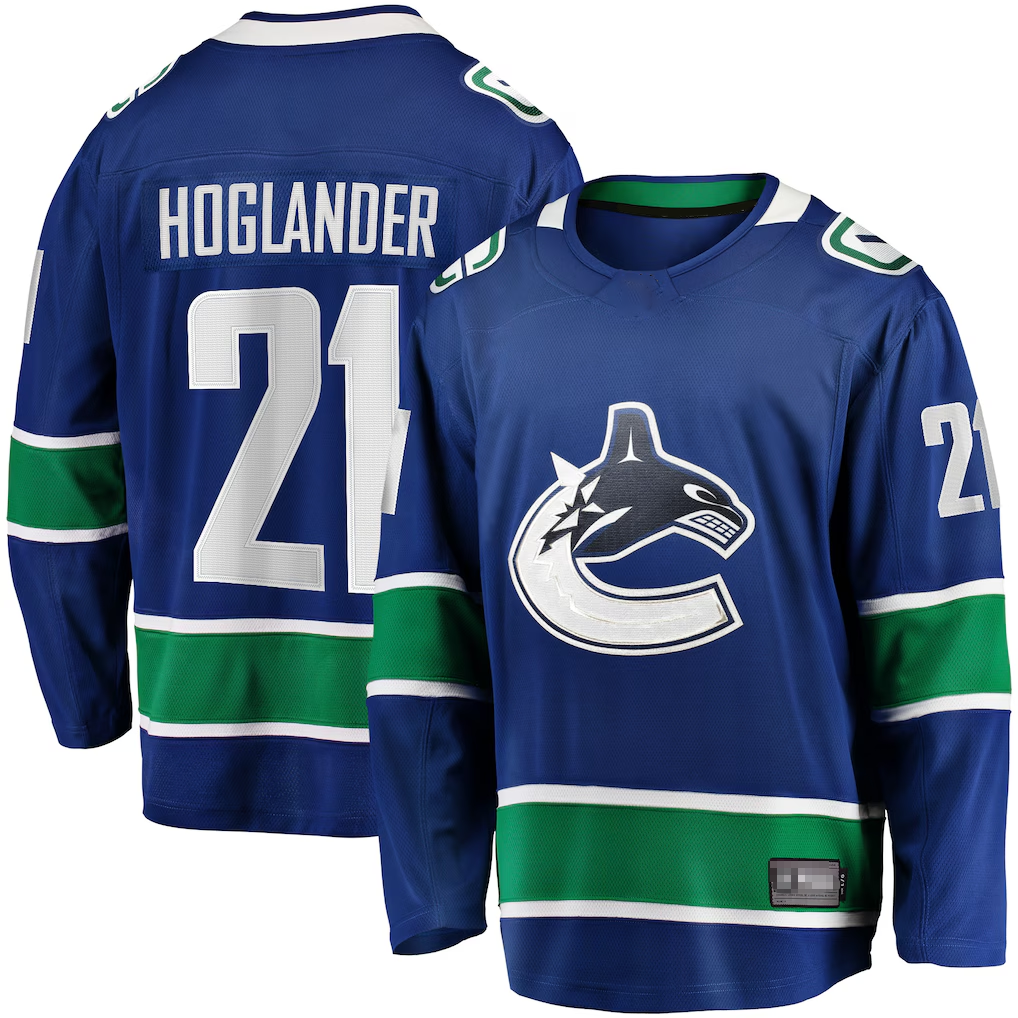 Yuxns V.Canucks #21 Nils Hoglander Blue Home Premier Breakaway Player Jerseys