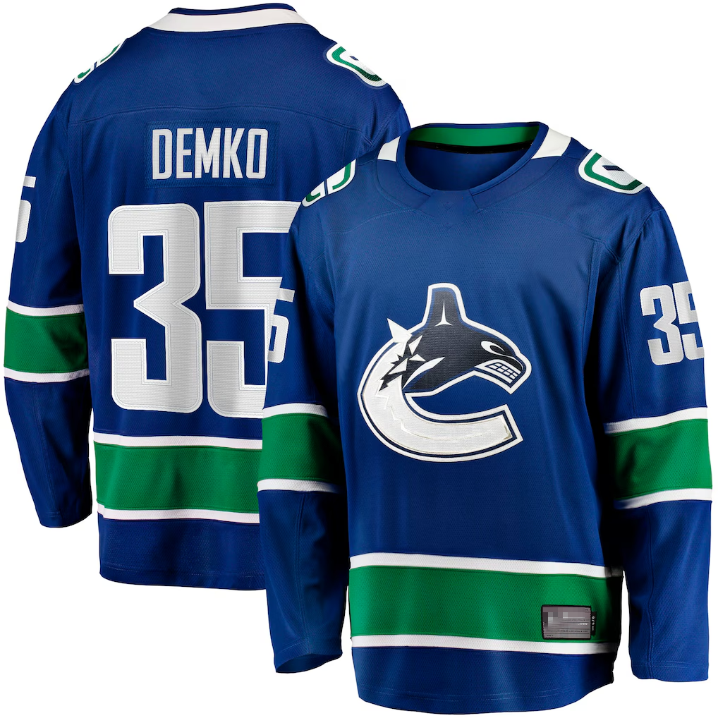 Yuxns V.Canucks #35 Thatcher Demko Blue Home Breakaway Jerseys