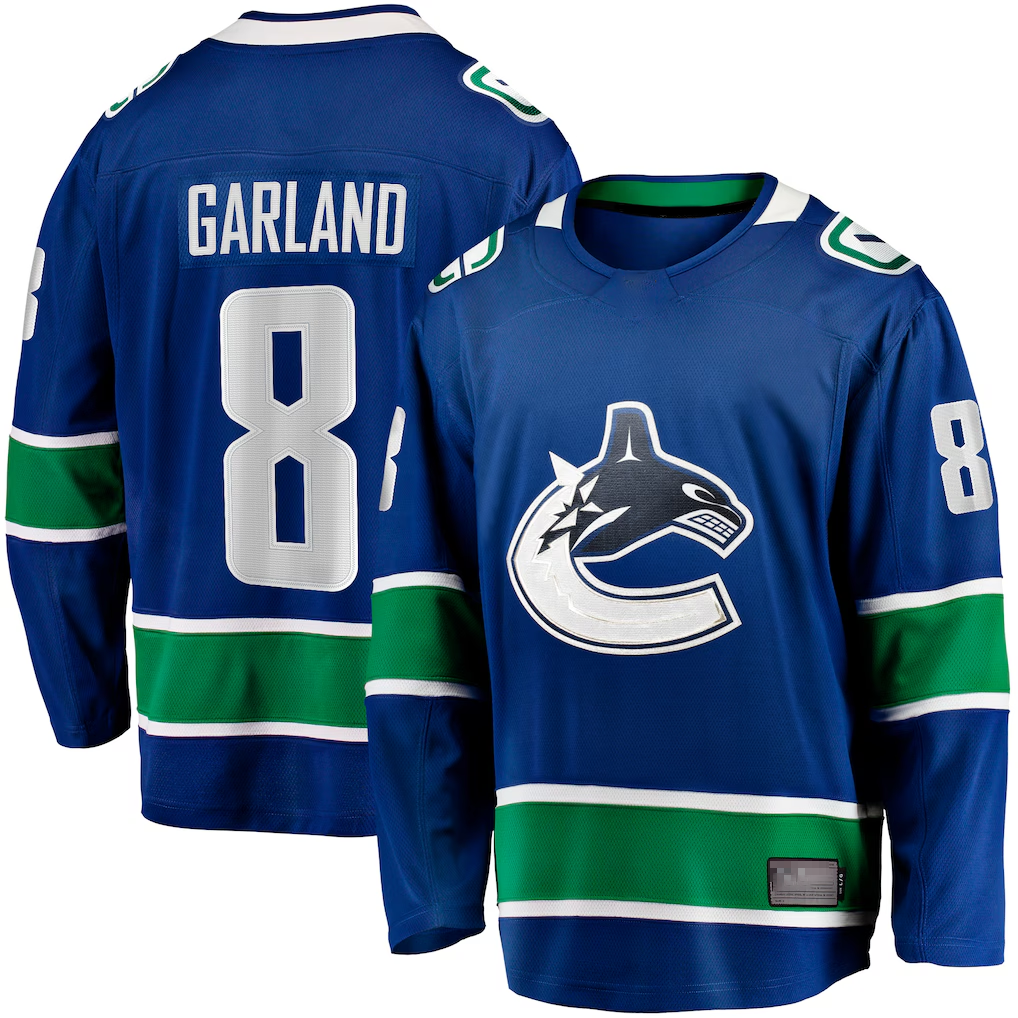 Yuxns V.Canucks #8 Conor Garland Blue Home Breakaway Jerseys