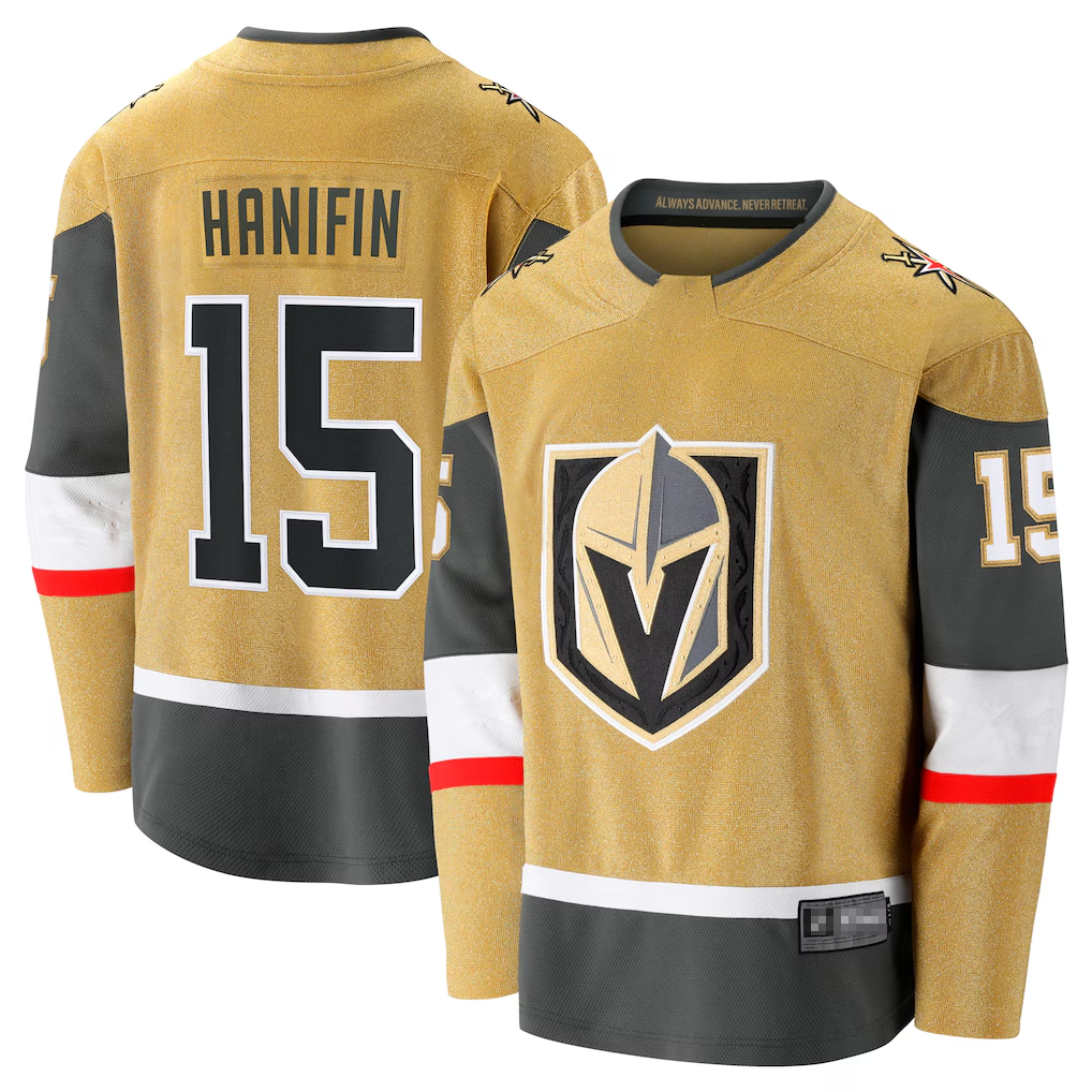 Yuxns VG.Knights #15 Noah Hanifin Gold Home Breakaway Jerseys