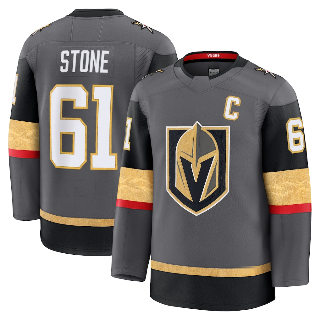 Yuxns VG.Knights #61 Mark Stone Gray Alternate Premium Jerseys