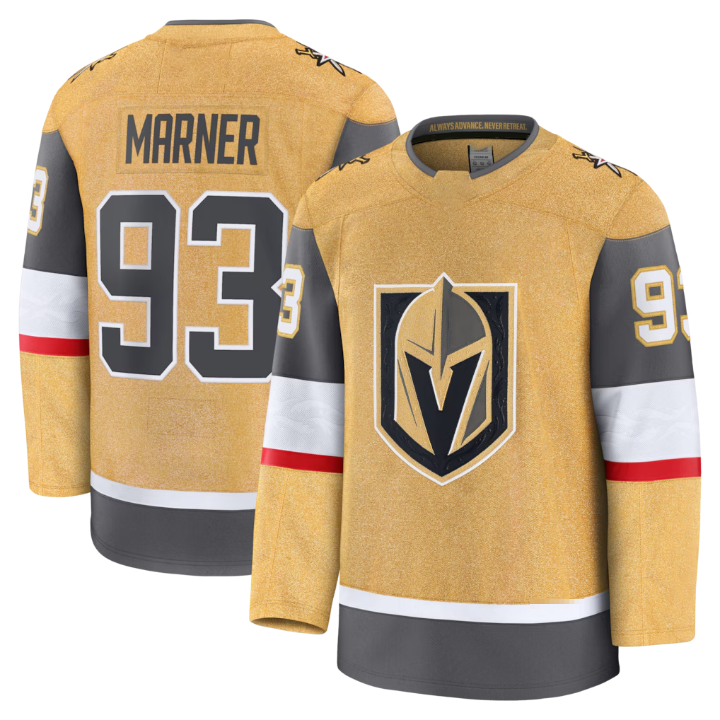 Yuxns VG.Knights #93 Mitch Marner Gold Home Premium Jerseys