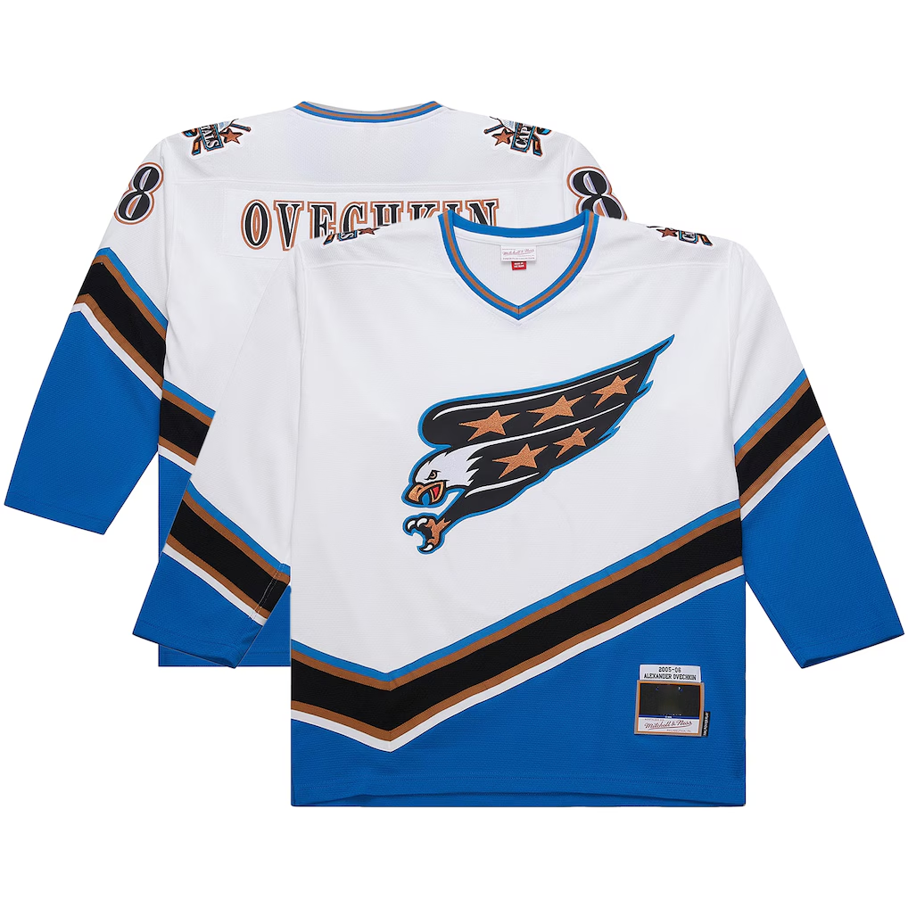 Yuxns W.Capitals Alexander Ovechkin Mitchell & Ness White Big & Tall 200506 Power Play Jerseys