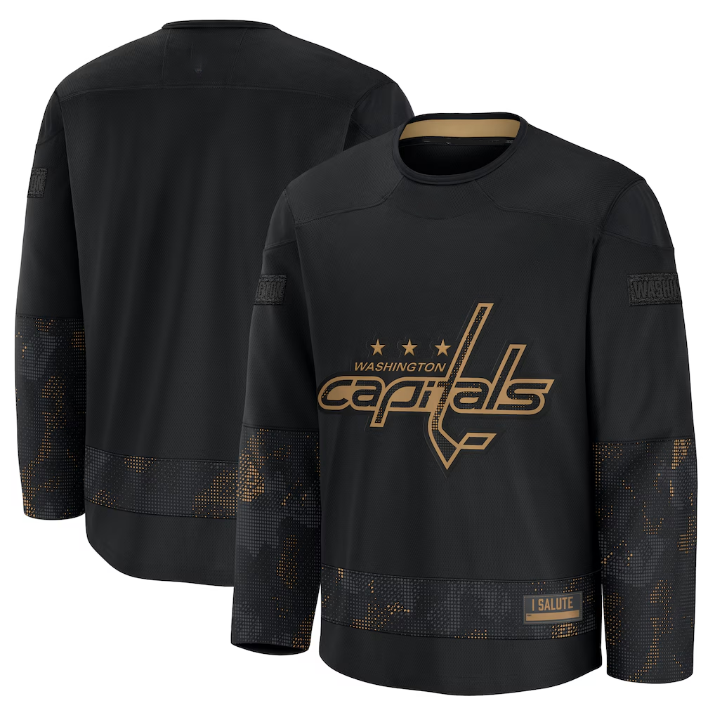 Yuxns W.Capitals Black 2024 Military Appreciation Practice Jerseys