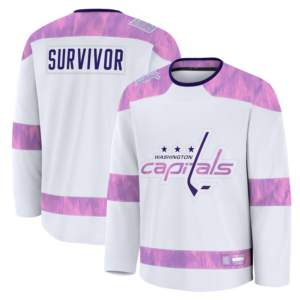 Yuxns W.Capitals White Hockey Fights Cancer Survivor Practice Jerseys