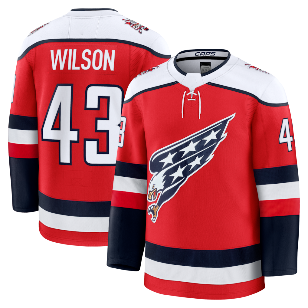 Yuxns W.Capitals #43 Tom Wilson Red Alternate Premium Player Jerseys