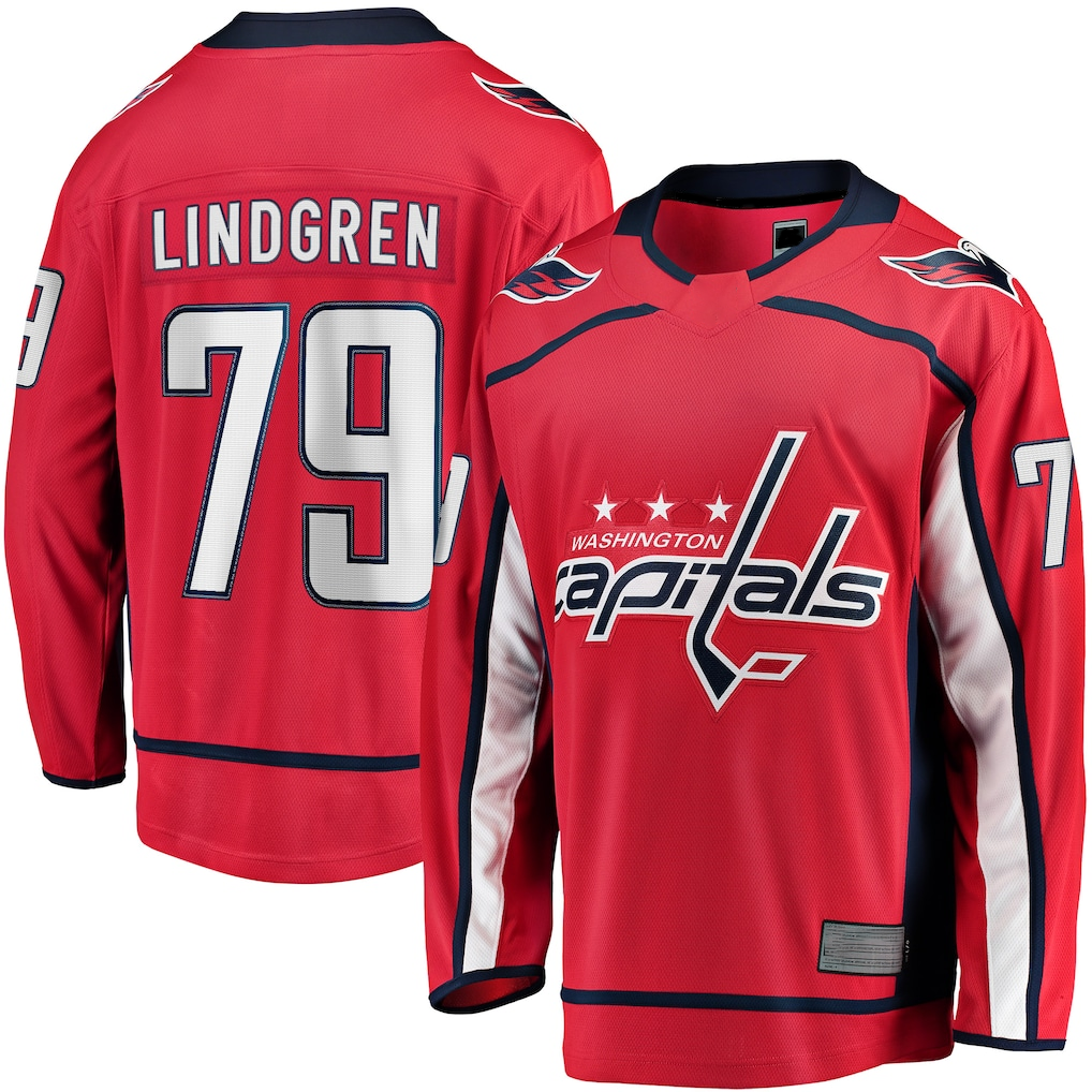 Yuxns W.Capitals #79 Charlie Lindgren Red Home Breakaway Player Jerseys