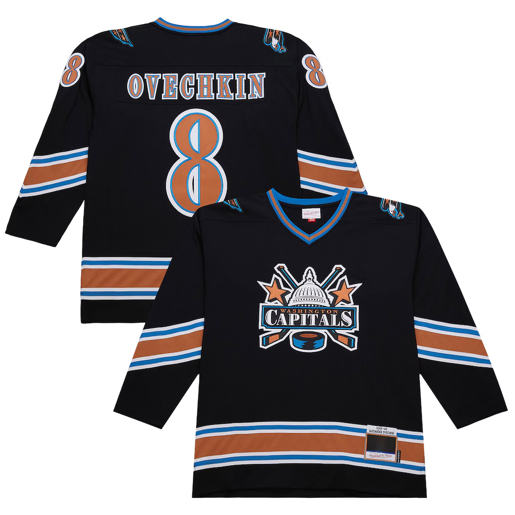 Yuxns W.Capitals #8 Alexander Ovechkin Mitchell & Ness Black 2005-06 Power Play Jerseys