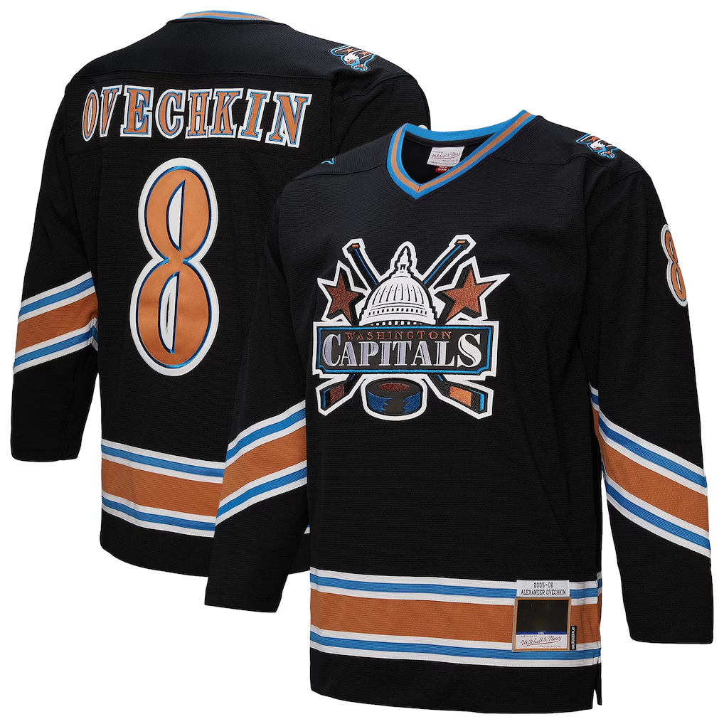 Yuxns W.Capitals #8 Alexander Ovechkin Mitchell & Ness Black 2005-06 Power Play Jerseys