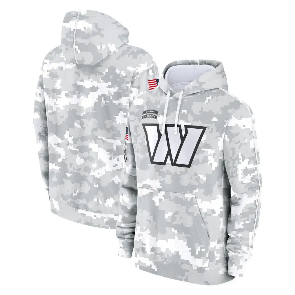 Yuxns W.Commanders Arctic Camo Limited Salute to Service Pullover Hoodies Game Blank Player Stitched Jerseys