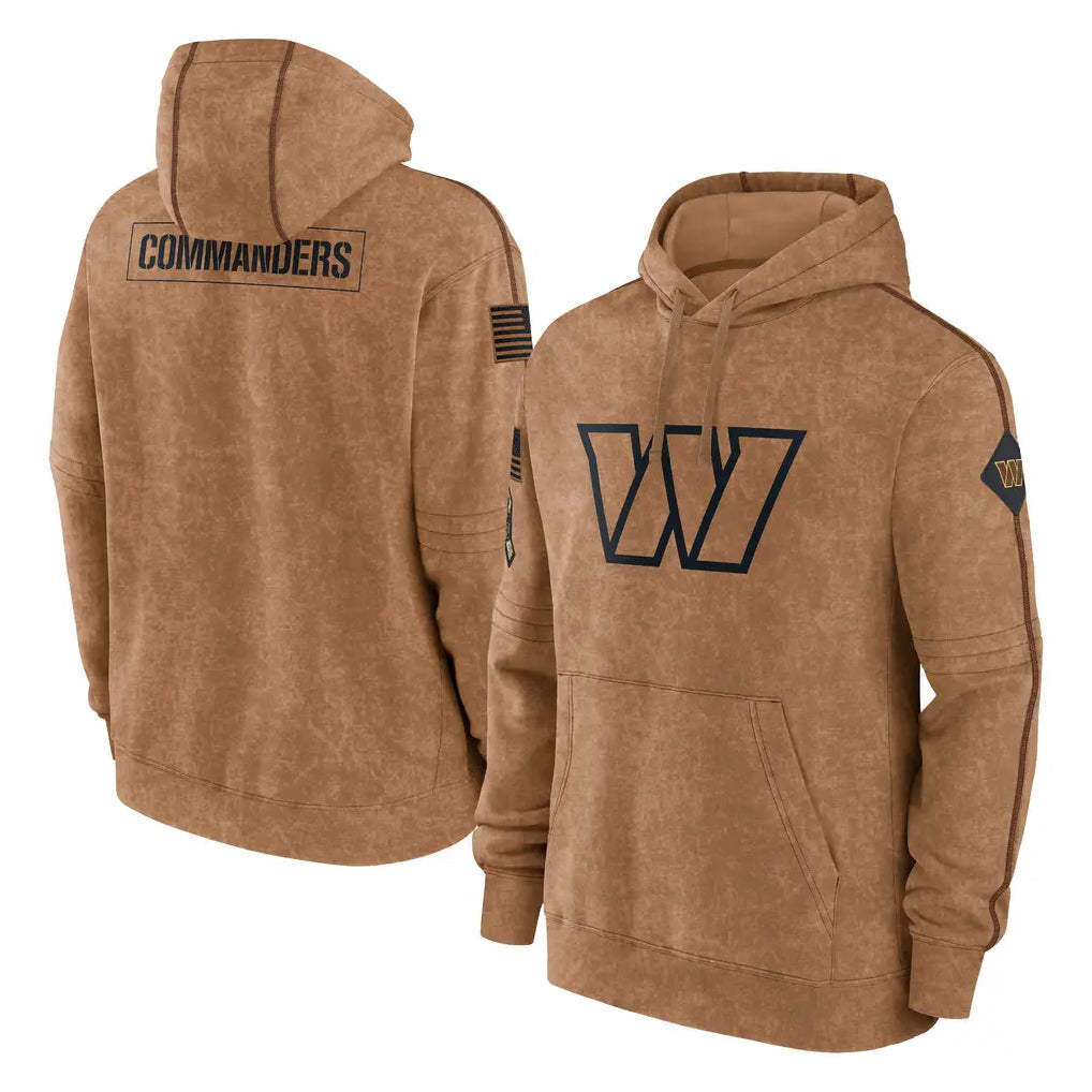 Yuxns W.Commanders Brown Limited Salute to Service Pullover Hoodies Game Blank Player Stitched Jerseys
