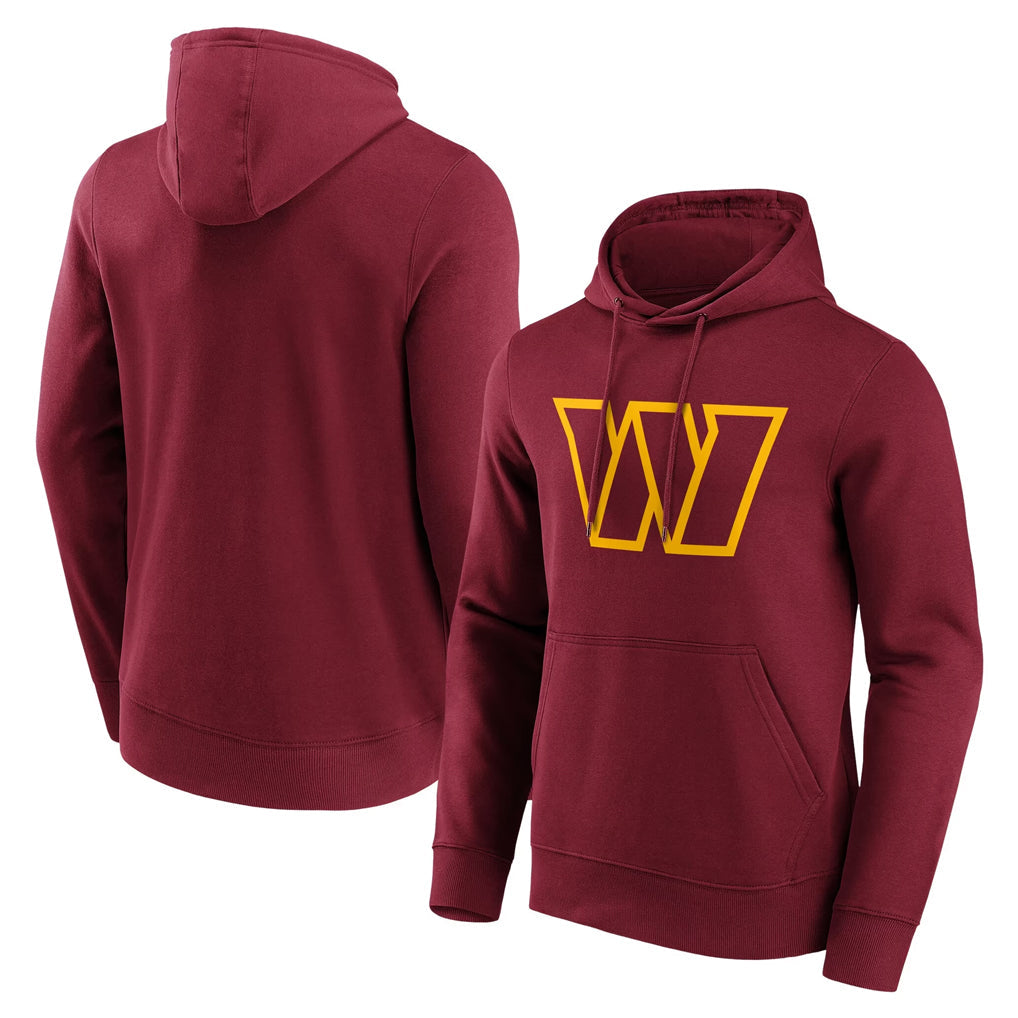 Yuxns W.Commanders Burgundy LOGO Pullover Hoodies Game Blank Player Stitched Jerseys