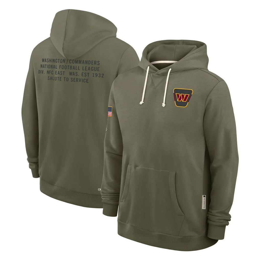 Yuxns W.Commanders Olive Salute to Service Pullover Hoodies Limited Home Blank Player Stitched Jerseys