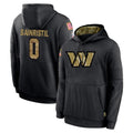 Yuxns W.Commanders #0 Mike Sainristil Player Black Salute to Service Performance Pullover Hoodies Home Game Stitched Jerseys